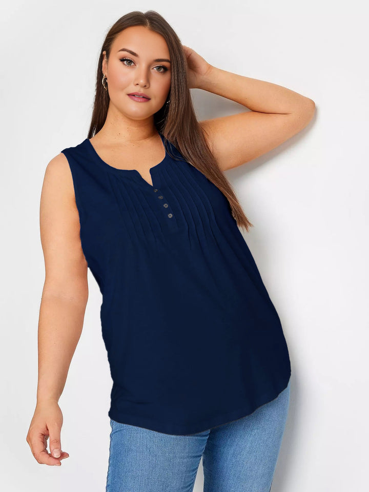 Pamukasta majica s gumbima - tamnoplava