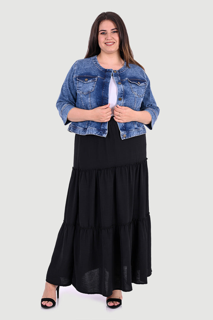 Късо дънково яке в големи размери