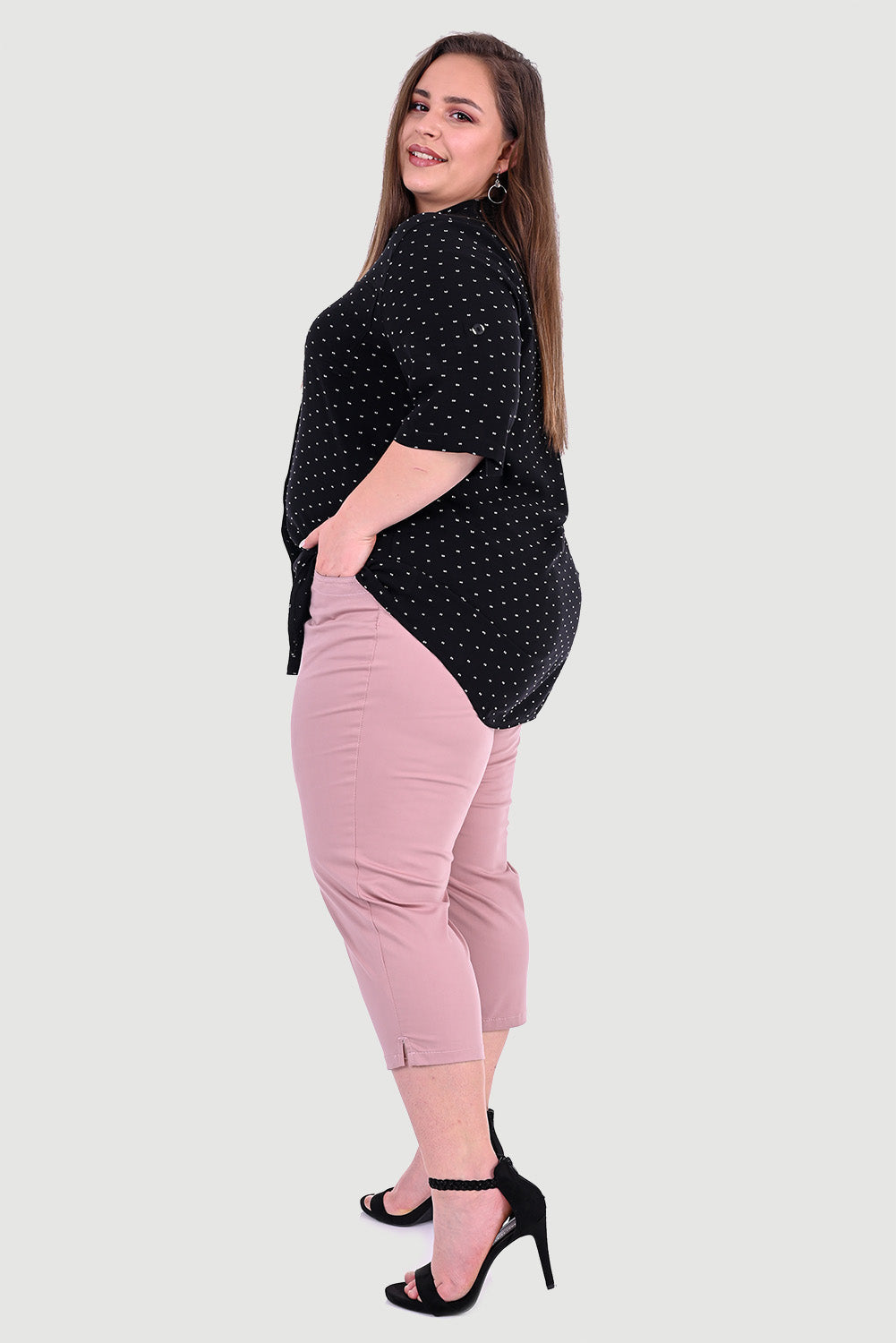 7/8 макси памучен панталон Ребека - Puder