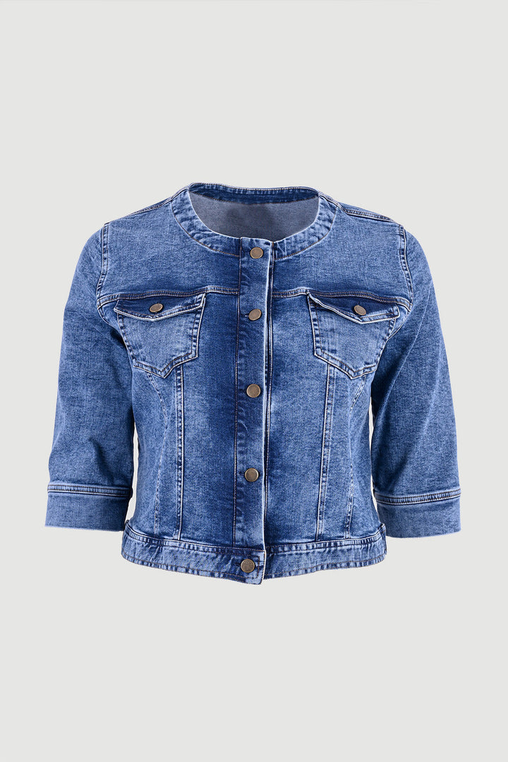 Късо дънково яке в големи размери