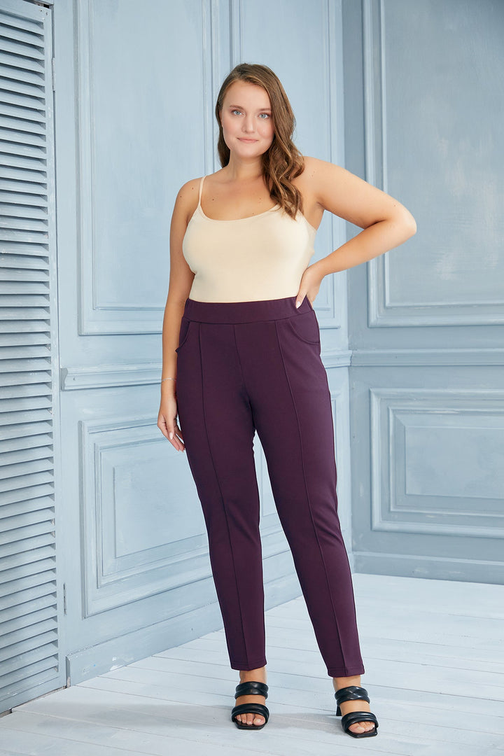 Duge ravne hlače s rubom - Laura Bordo veliki brojeve