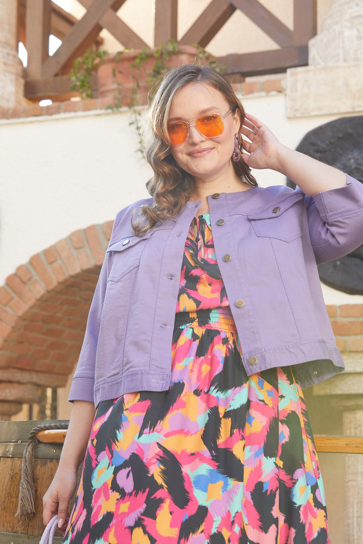 Късо дънково яке - лила - My Store