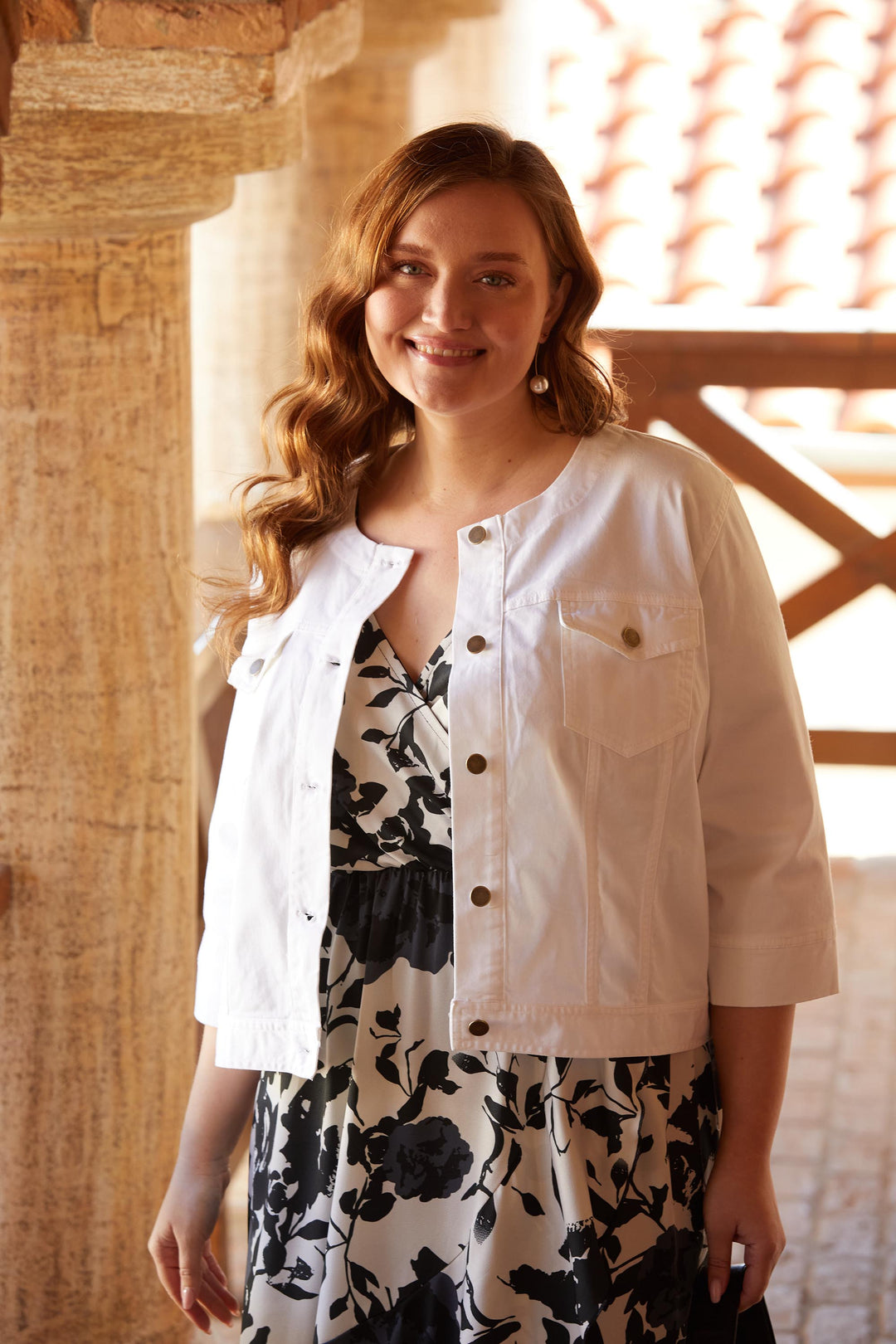 Късо дънково яке - бял - My Store