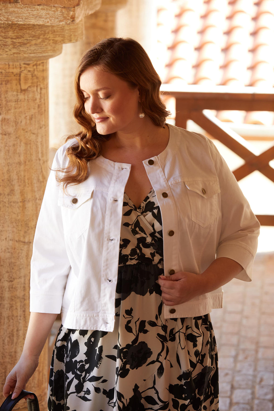 Късо дънково яке - бял - My Store