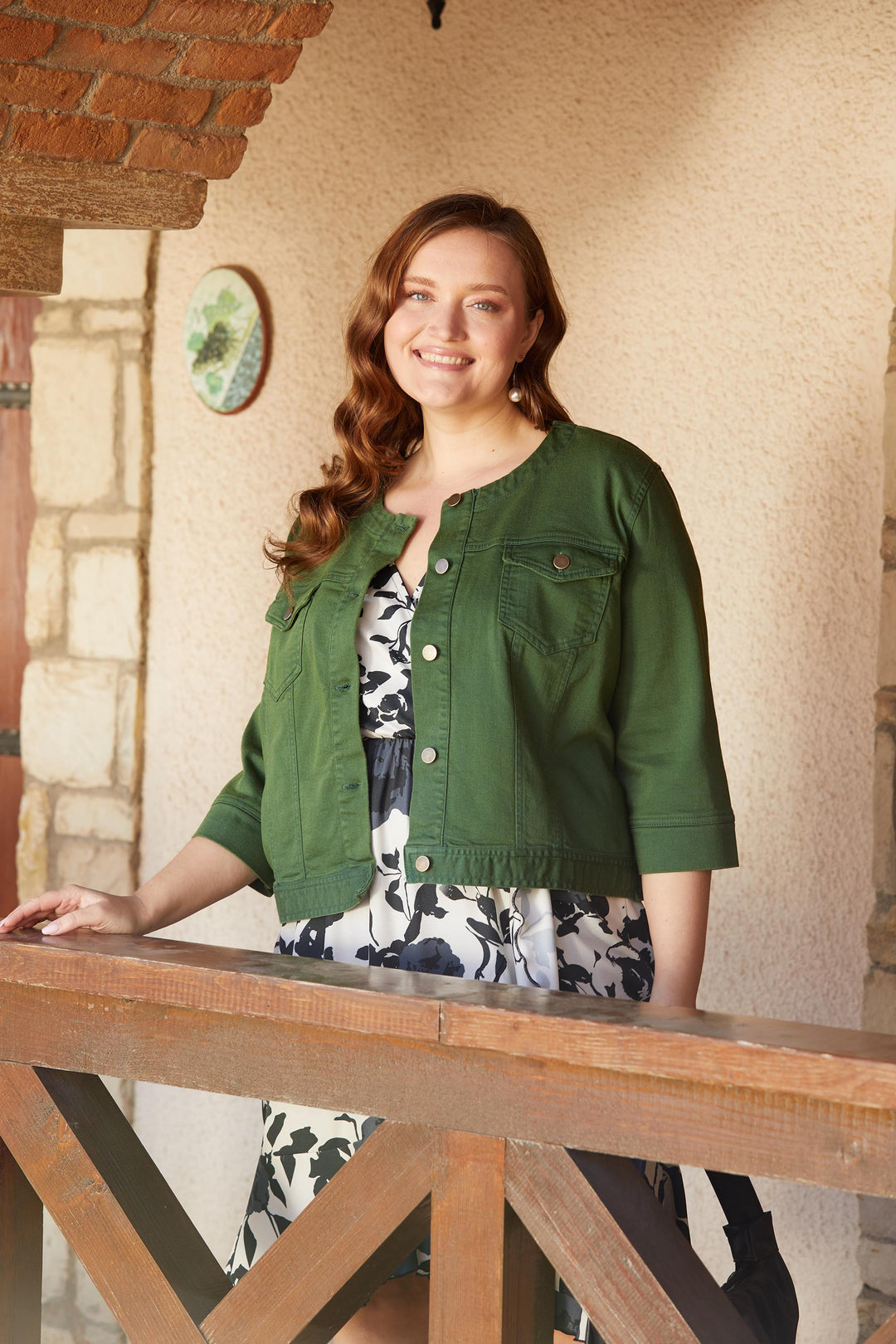 Късо дънково яке - тъмнозелен - My Store