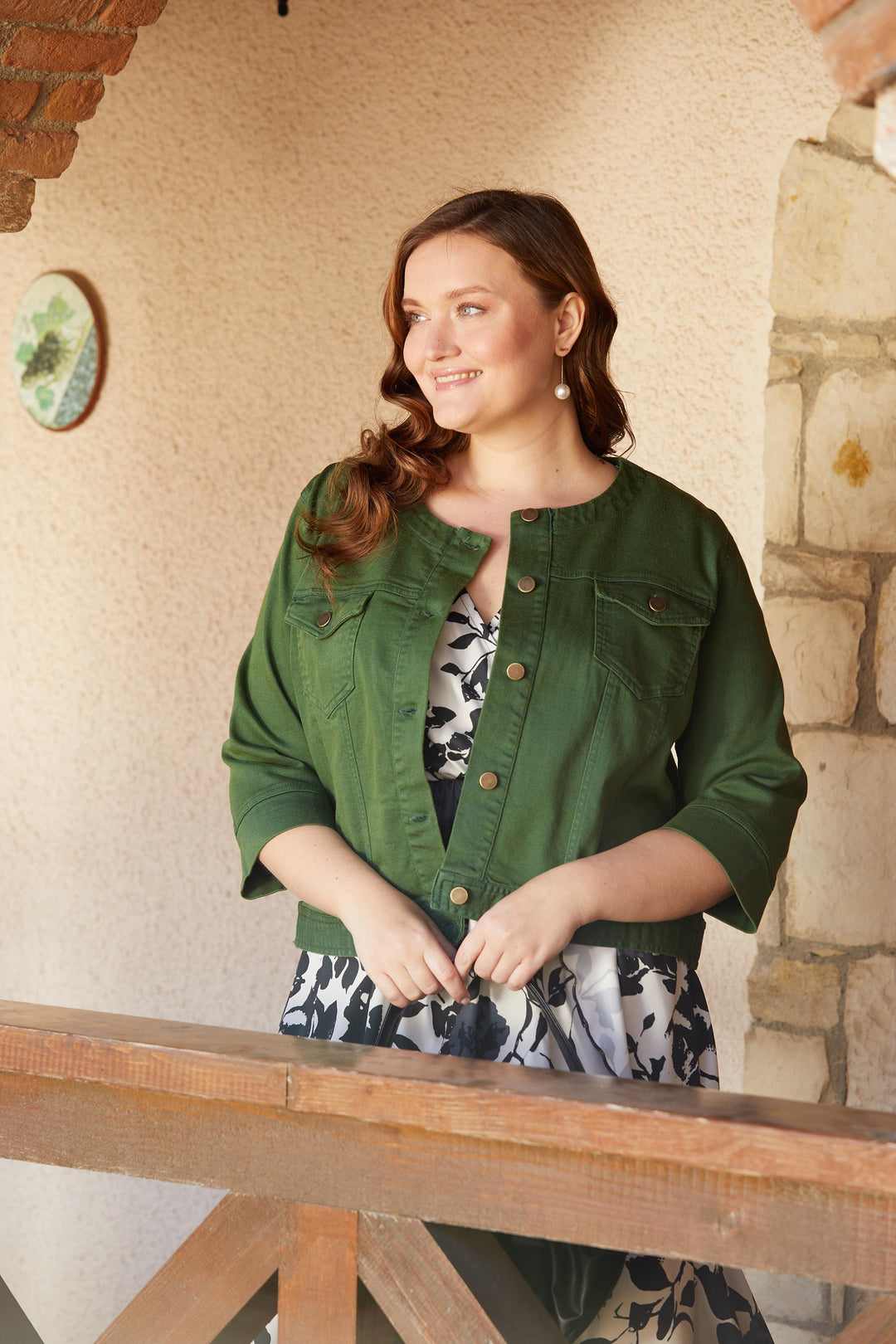 Късо дънково яке - тъмнозелен - My Store