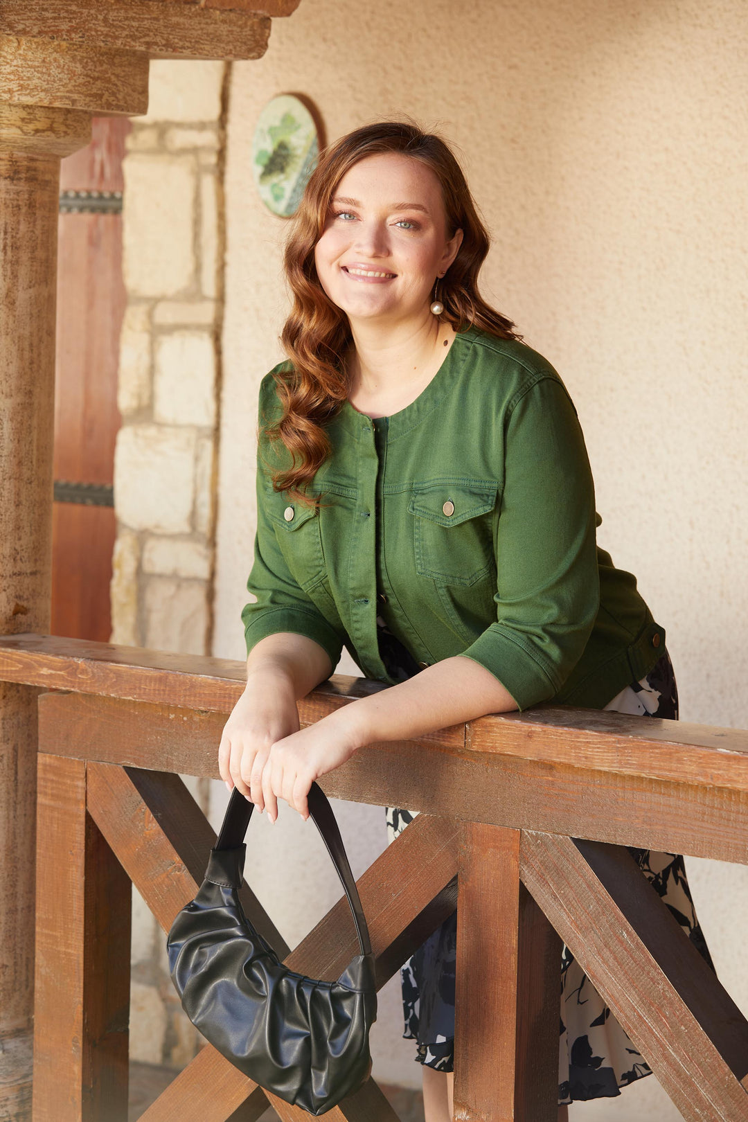 Късо дънково яке - тъмнозелен - My Store