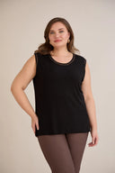 Top od elastične viskoze s nježnim kamenčićima – crni