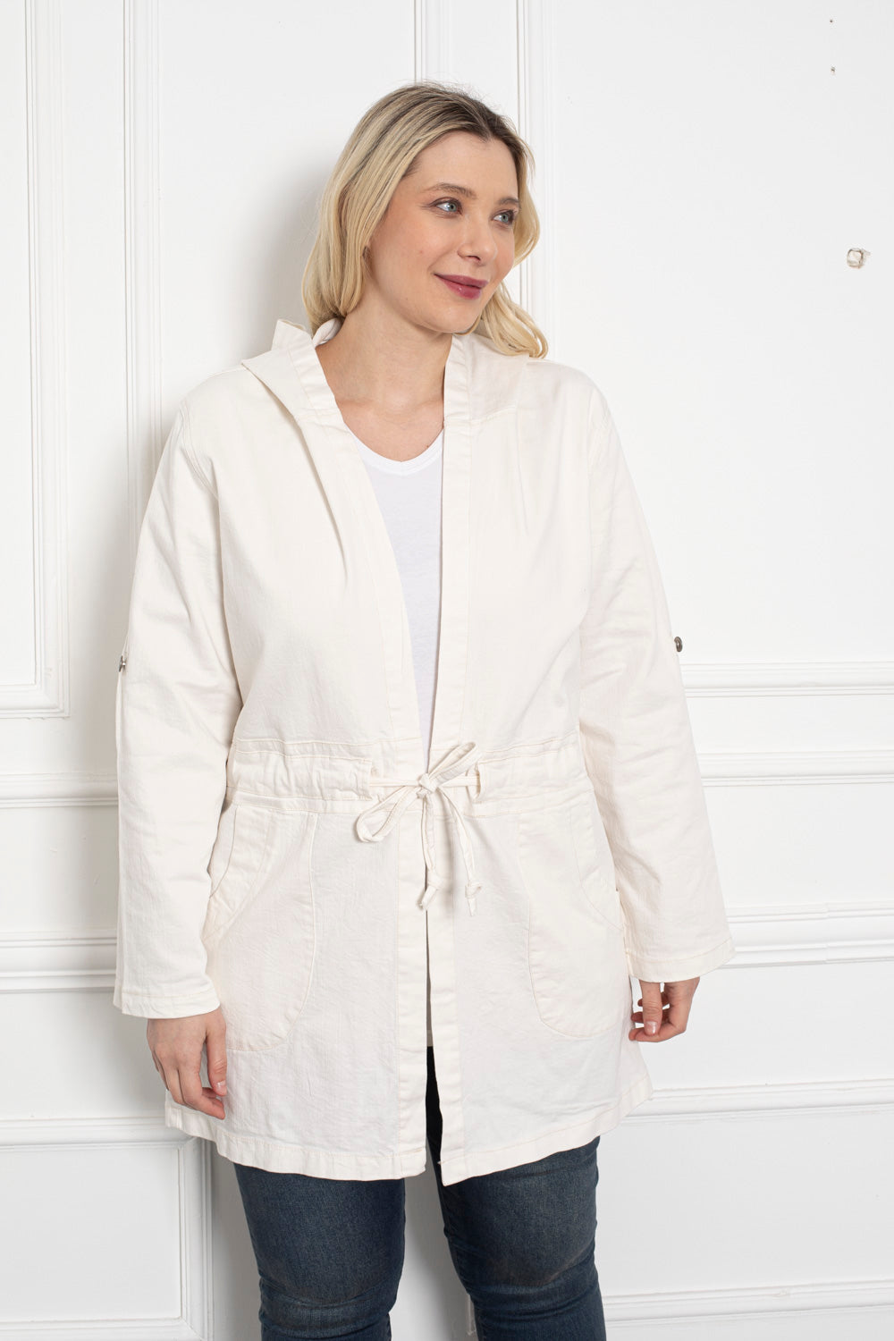 Safari traper baloner s kapuljačom - bijeli - My Store