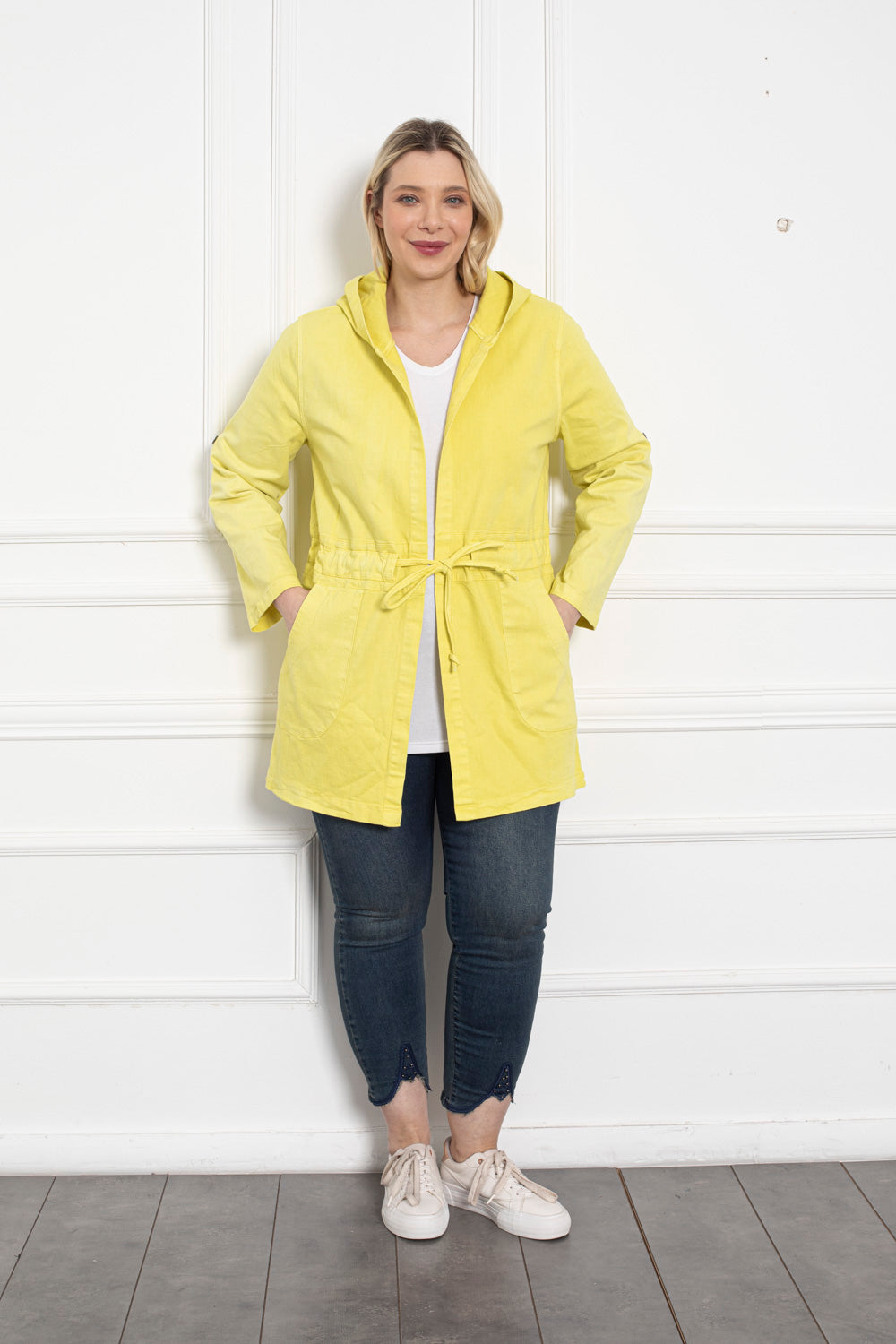 Safari traper baloner s kapuljačom - mliječno žuta - My Store