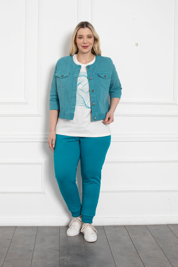 Kratka traper jakna - tirkizna