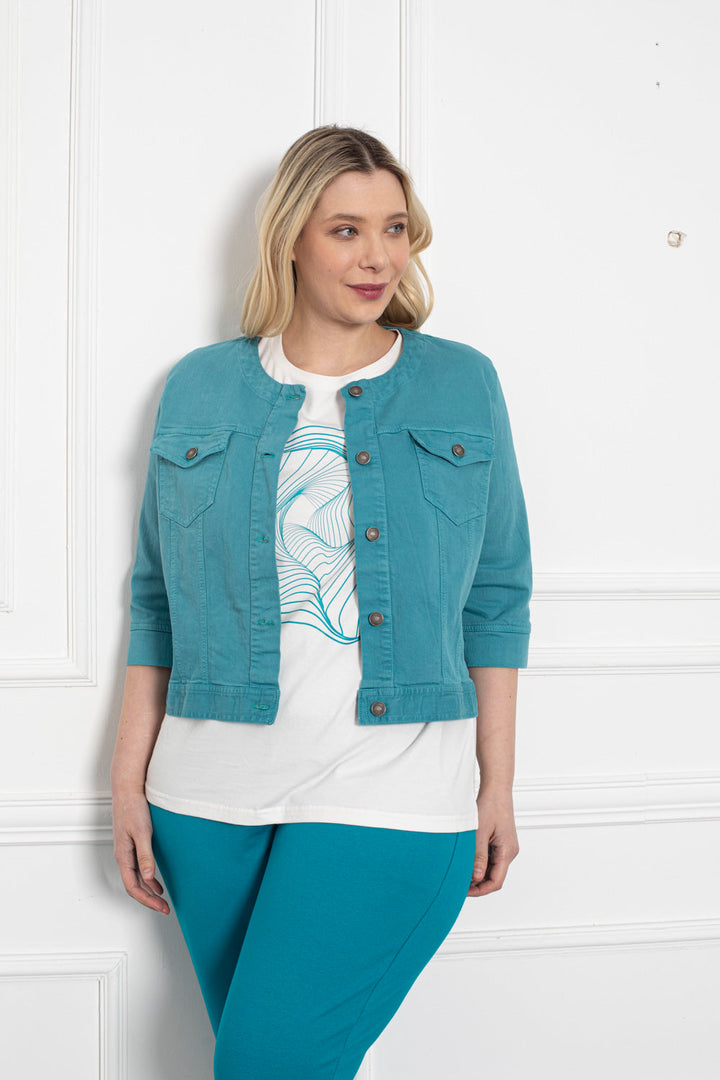 Kratka trapper jakna - tirkizna - My Store