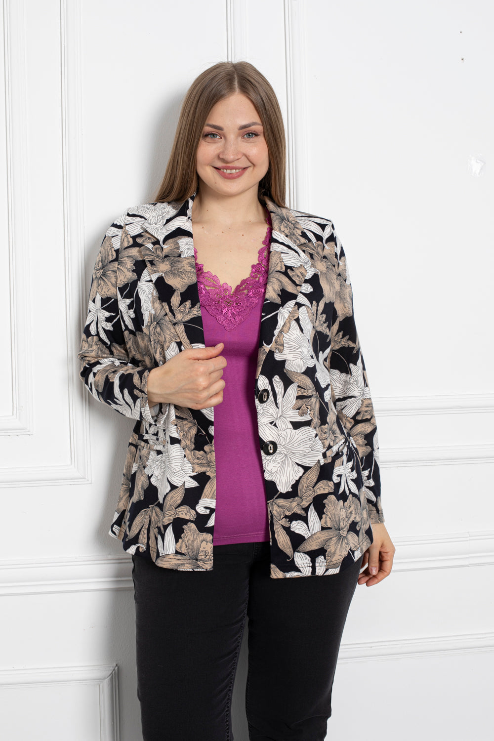 Pamučna bluza s čipkom - ciklama - My Store