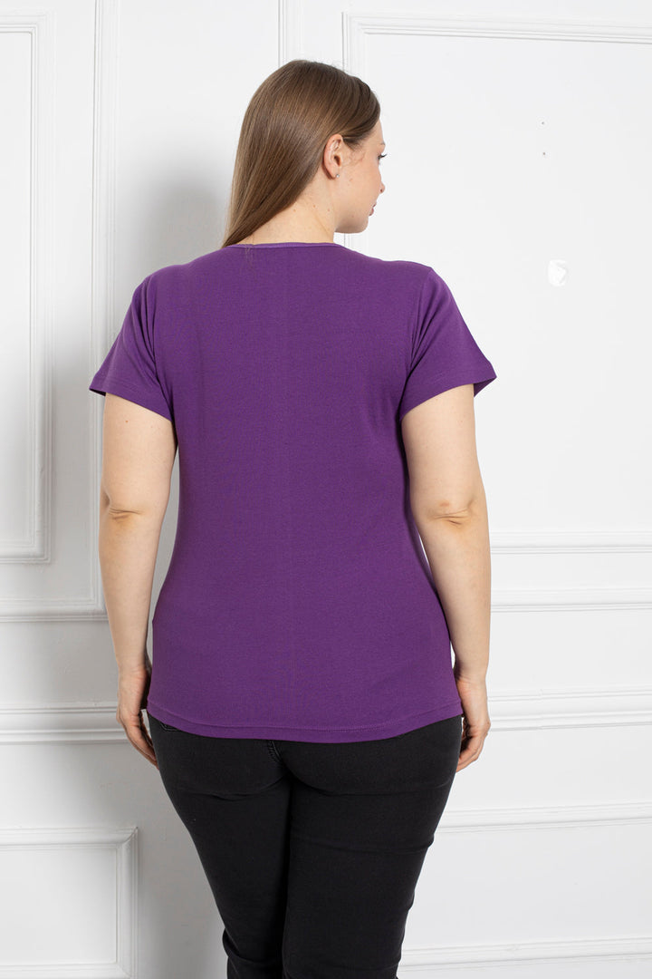 Pamučna bluza s čipkom - lila - My Store