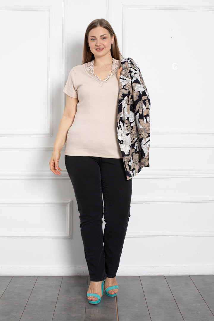 Pamučna bluza s čipkom - ecru - My Store