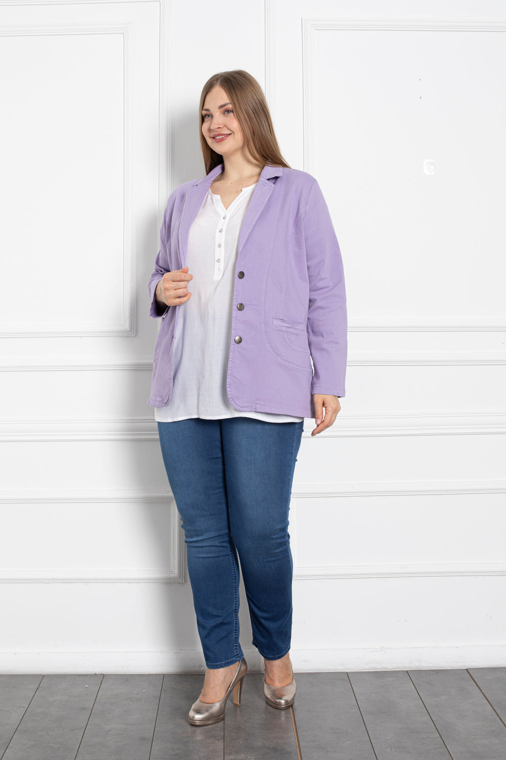 Trapper maxi jakna s preklopom - ljubičasta - My Store