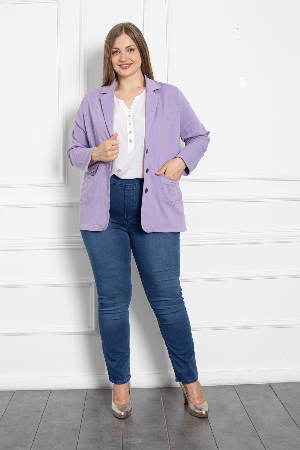 Trapper maxi jakna s preklopom - ljubičasta - My Store