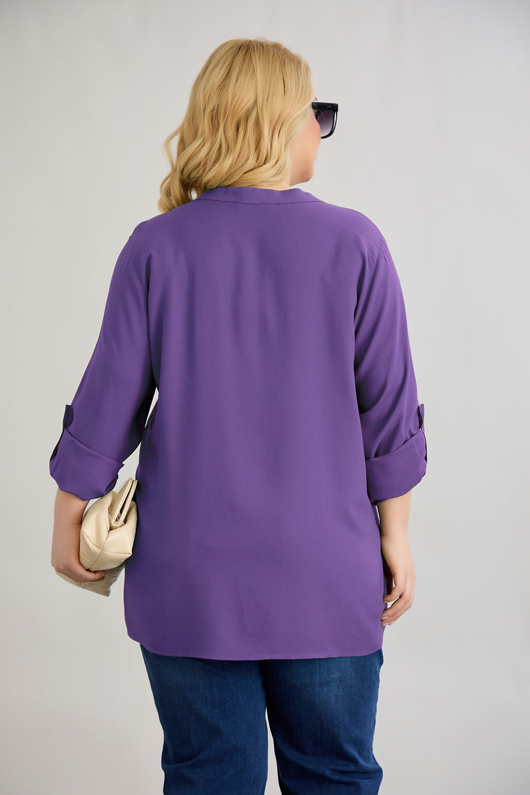 Bluzica od viskoze s patentnim zatvaračem na dekoltea - Ljubičasta