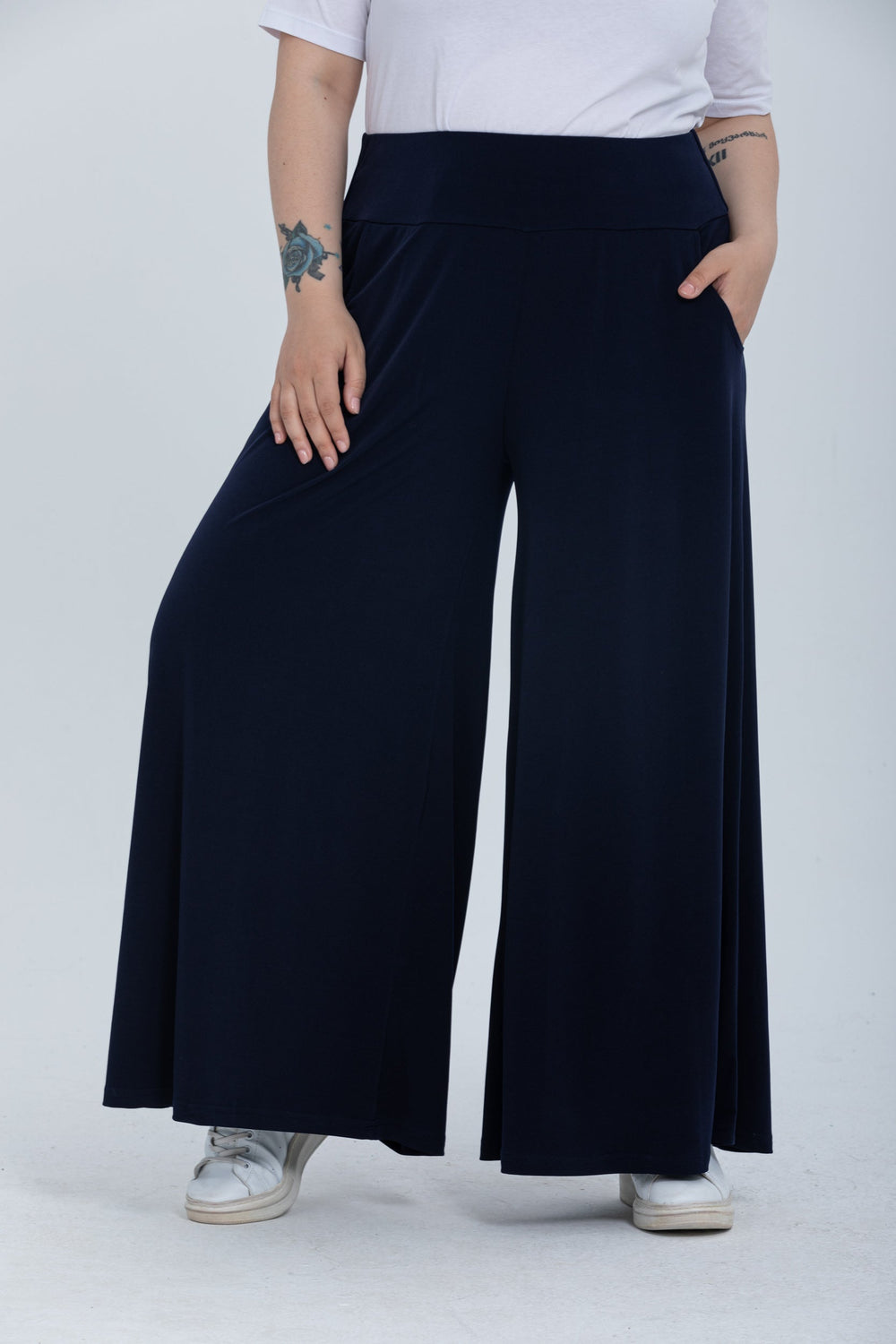 Макси пола-панталон с джобове Поли в големи размери