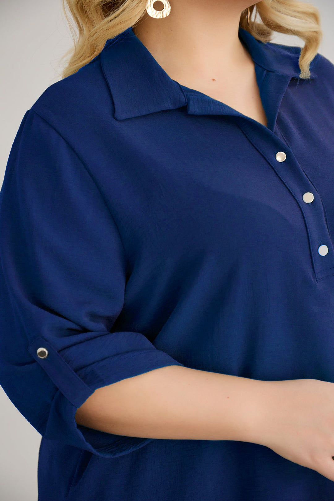 Košulja s 3/4 rukavima i gumbima - tamnoplava