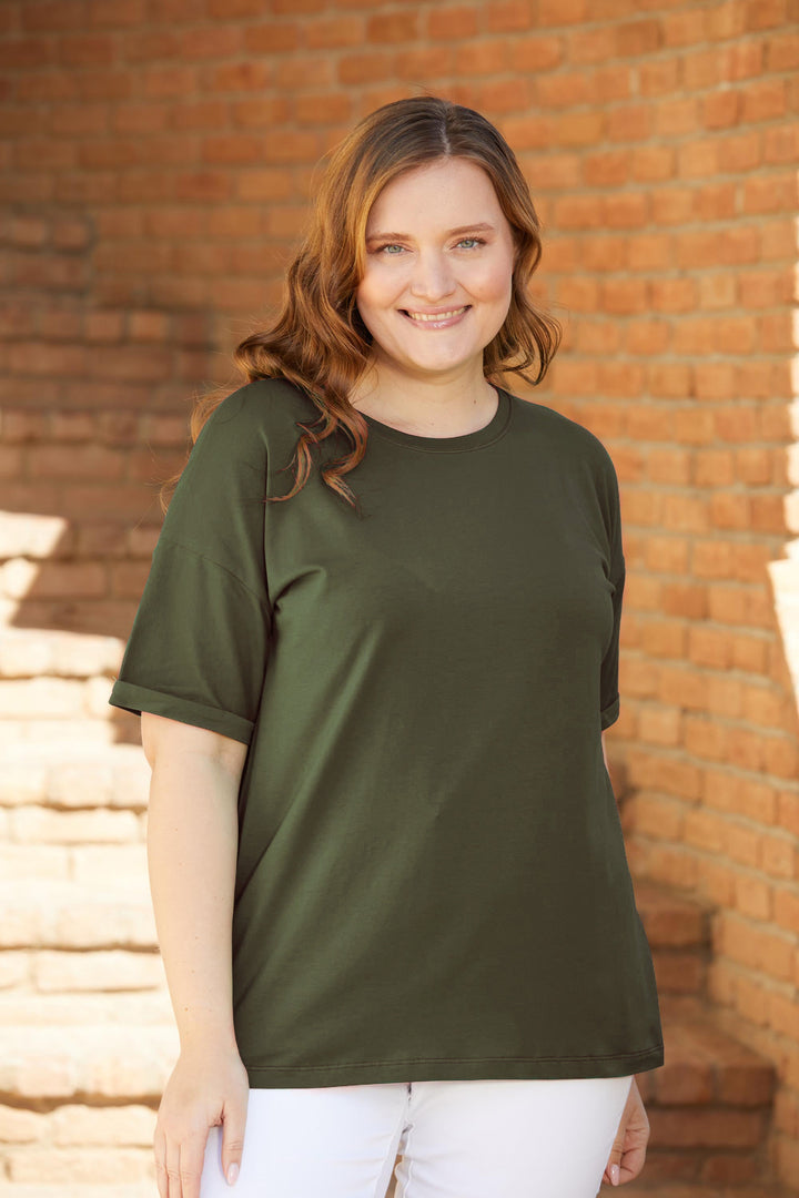 Pamučna majica kratkih rukava - Kaki