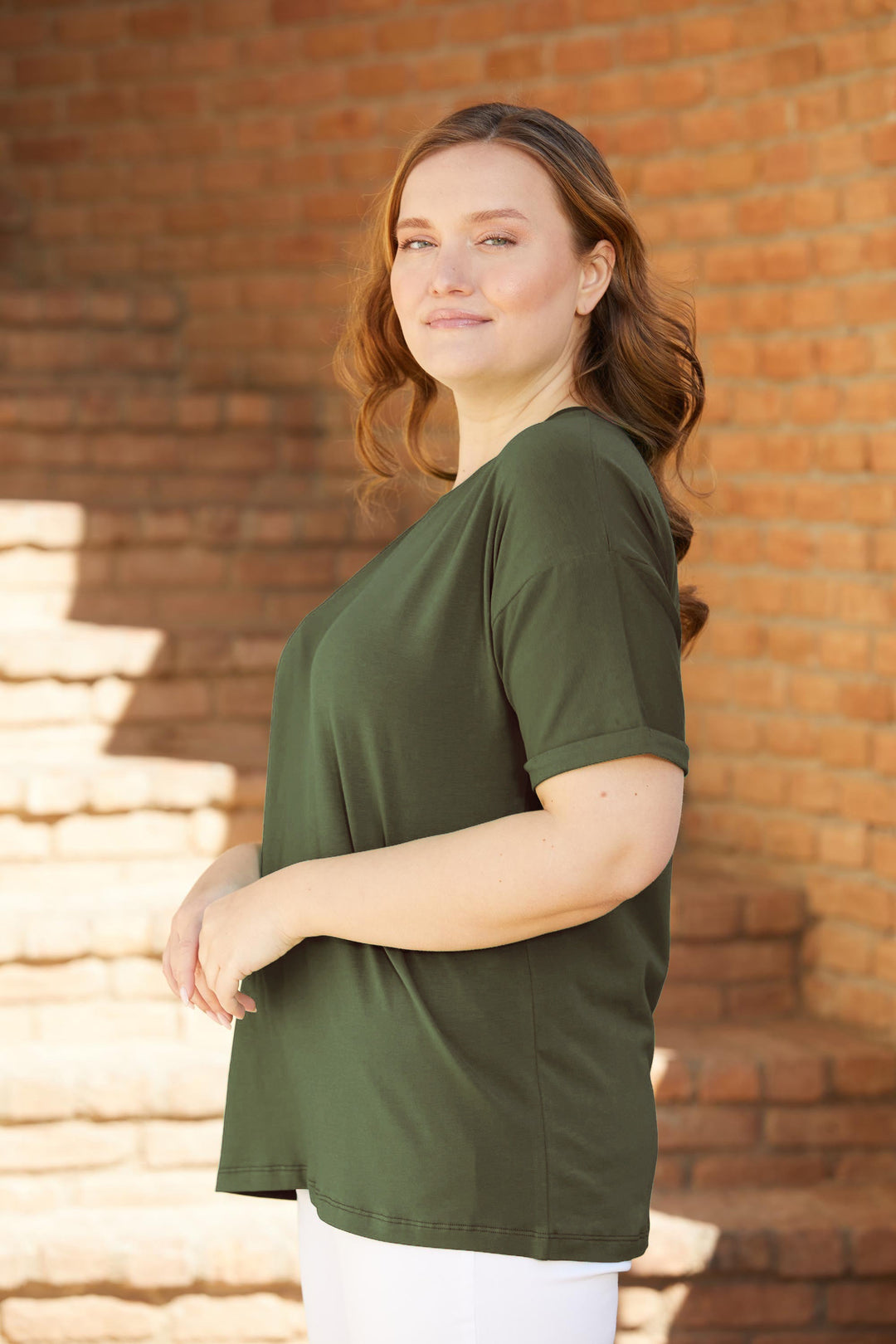 Pamučna majica kratkih rukava - Kaki