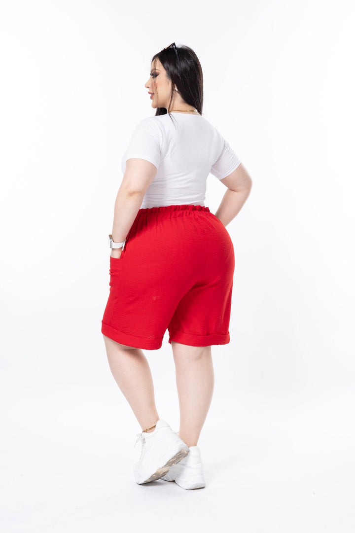 Kratke hlače s manšetama - Crvena