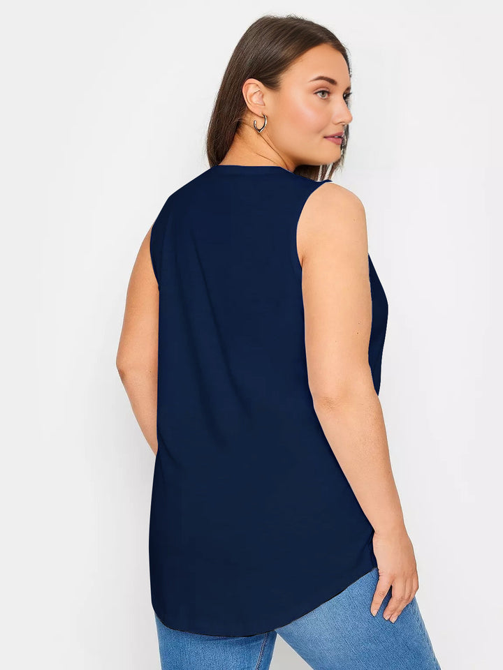 Pamukasta majica s gumbima - tamnoplava