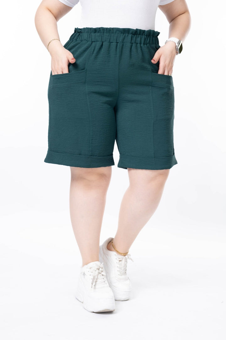 Kratke hlače velikih veličina s manšetom - zelena