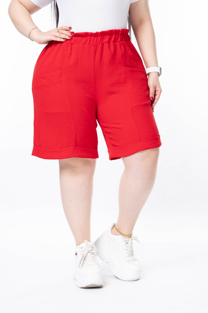 Kratke hlače s manšetama - Crvena