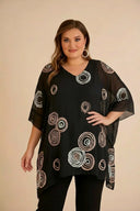 Šifonska tunika s pamučnom podstavom – ružičasti krugovi