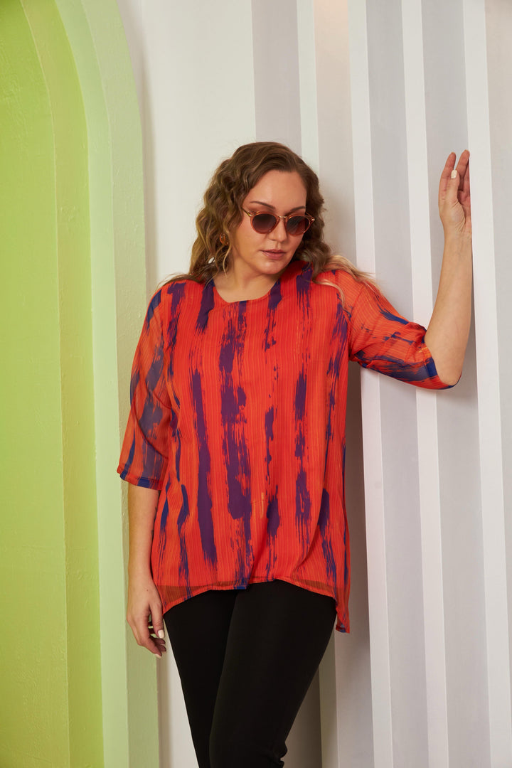 Maxi šifon bluza - narančasta