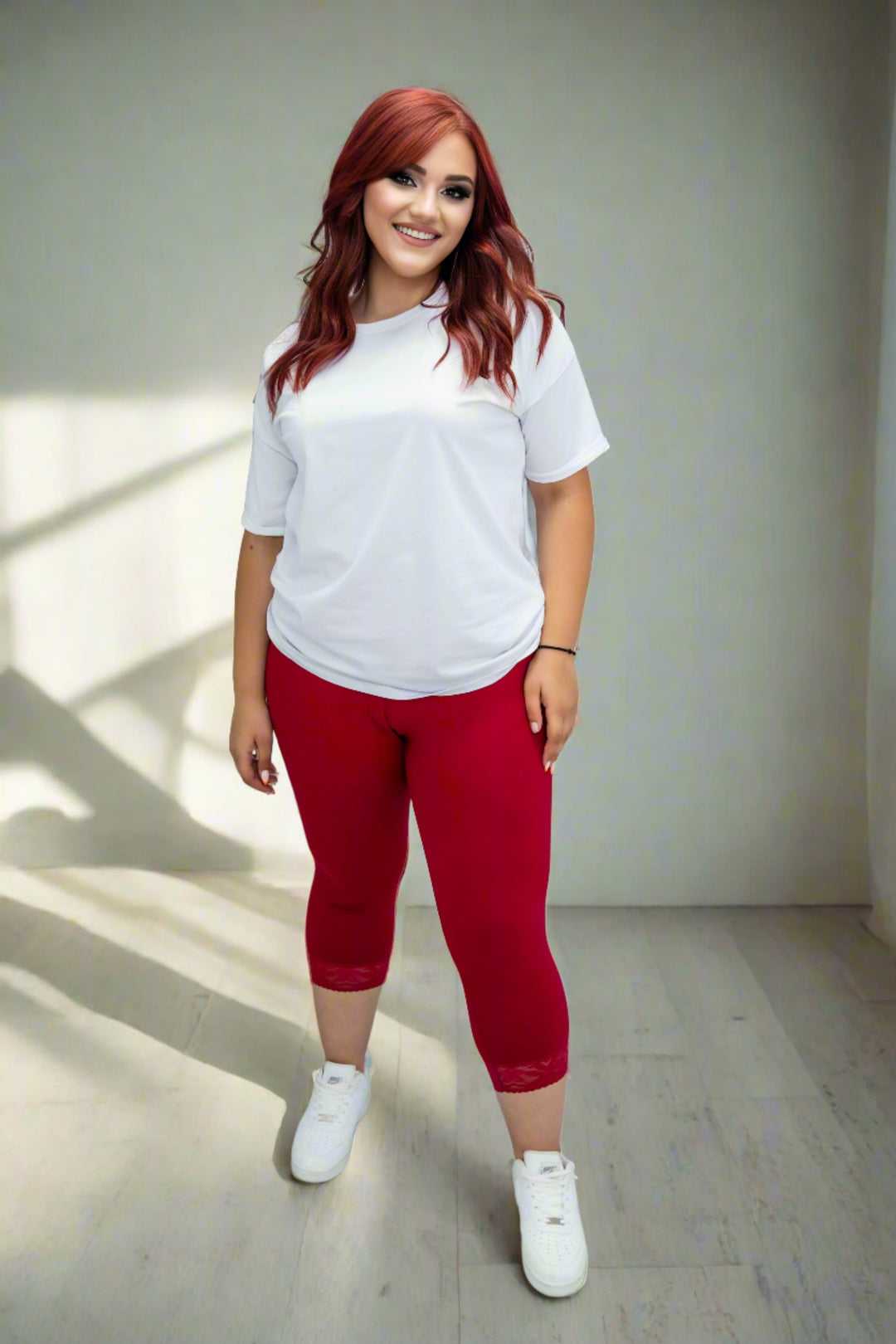 7/8 памучен клин с дантела - малина - My Store