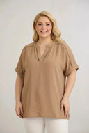 Efirna i lagana boho tunika u karamel boji