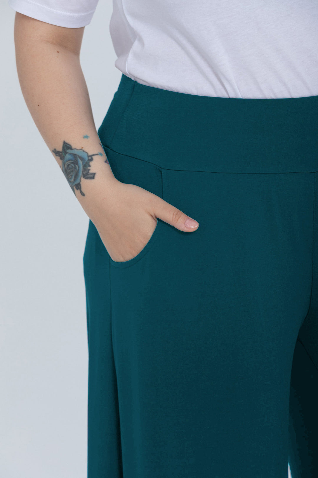 Maxi sukka-hlače s džepovima Poli - zelena - My Store