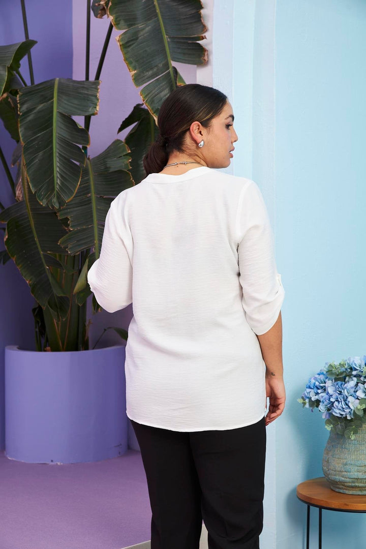 Majica s kamenčićima u 4 boje - bijela - My Store