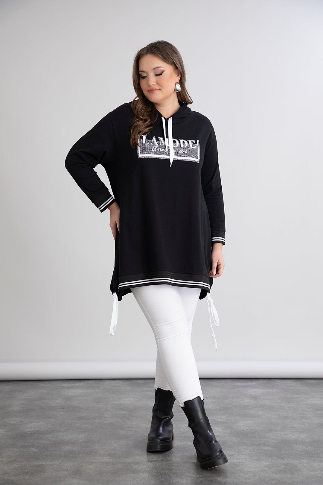 Tunika s kapuljačom i vezivanjem - A-linija