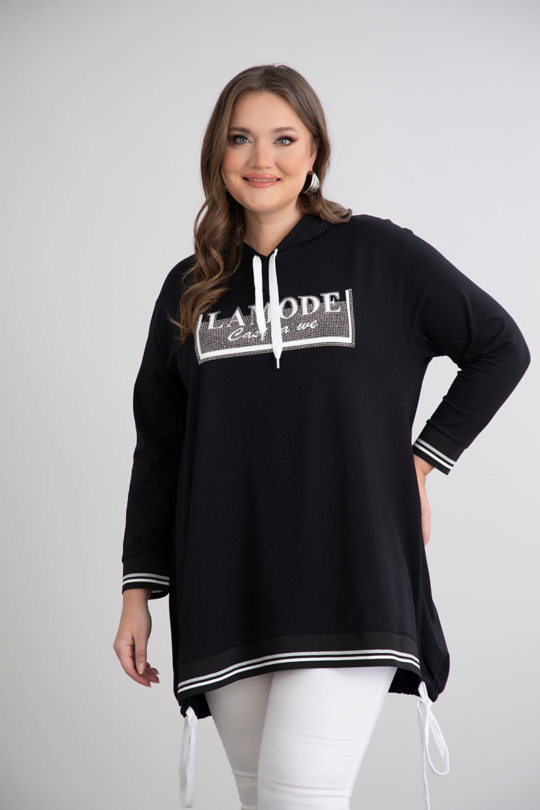 Tunika s kapuljačom i vezivanjem - A-linija