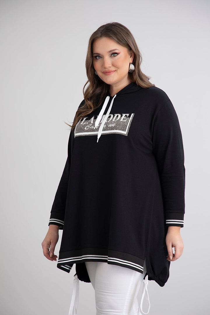 Tunika s kapuljačom i vezivanjem - A-linija