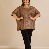 Ležerna bluza s raglan rukavima od šljokica – Golden Night