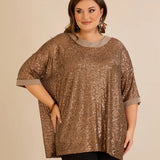 Ležerna bluza s raglan rukavima od šljokica – Golden Night