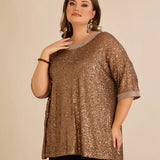 Ležerna bluza s raglan rukavima od šljokica – Golden Night