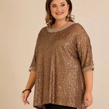 Ležerna bluza s raglan rukavima od šljokica – Golden Night
