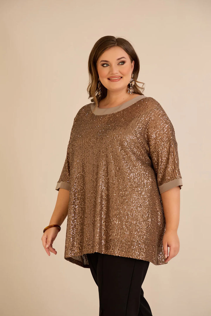 Ležerna bluza s raglan rukavima od šljokica – Golden Night