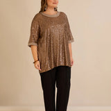 Ležerna bluza s raglan rukavima od šljokica – Golden Night