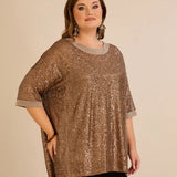 Ležerna bluza s raglan rukavima od šljokica – Golden Night