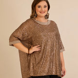 Ležerna bluza s raglan rukavima od šljokica – Golden Night