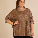 Ležerna bluza s raglan rukavima od šljokica – Golden Night