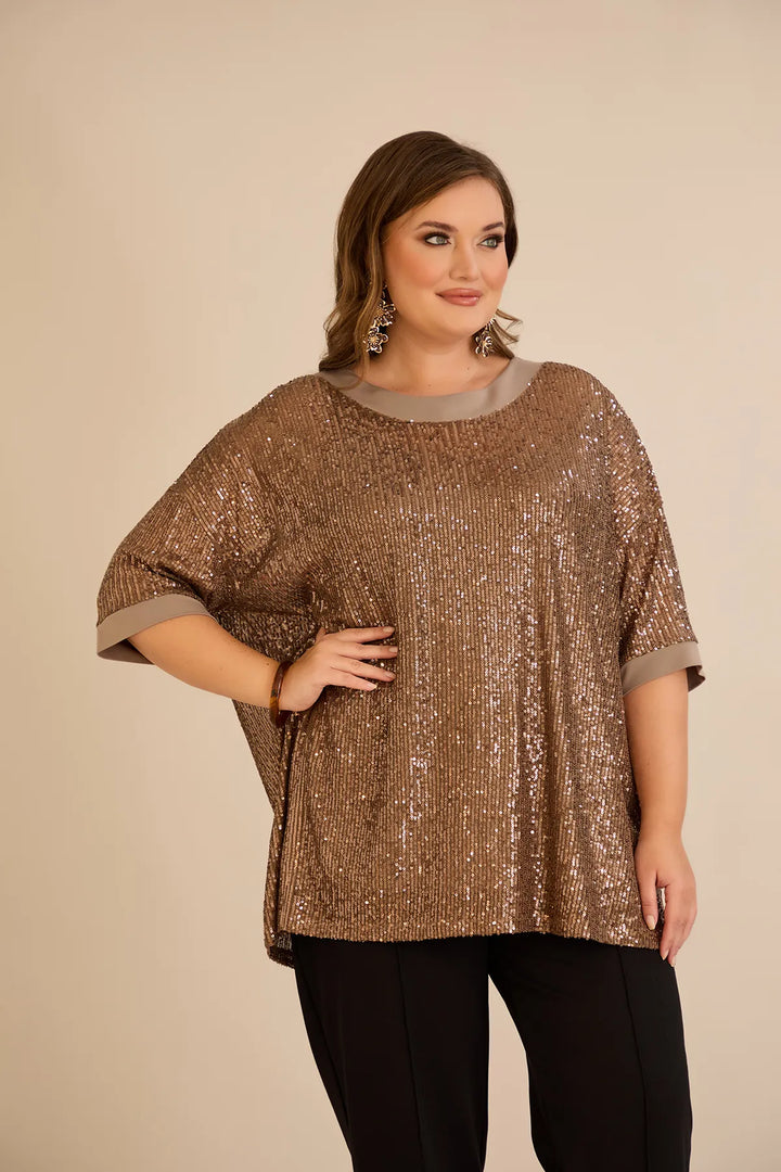 Ležerna bluza s raglan rukavima od šljokica – Golden Night