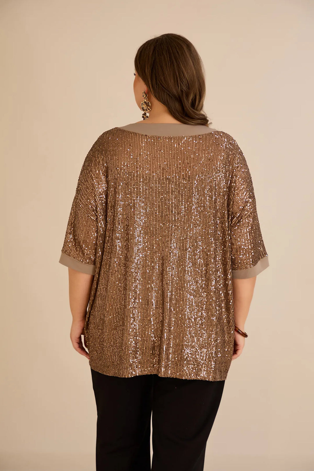 Ležerna bluza s raglan rukavima od šljokica – Golden Night